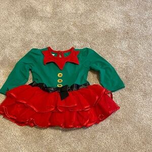 Festive Green and Red girls Christmas elf dress